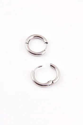 EUROMODA Silver Color Steel Hoop Earrings 6 Different Sizes