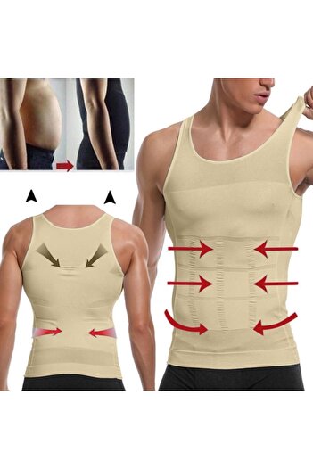 MİSTİRİK Torenova Men's Corset Undershirt - Regional Firming and Slimming, Skin Color