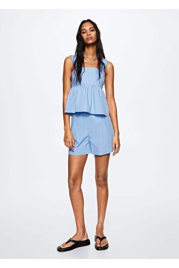 MANGO Woman Flounce Cotton Blouse