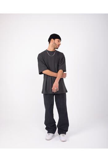 Gofeel Atelier Oversize Basic Antrasit Renkli Baggy Bol Jean Relaxed Pantolon