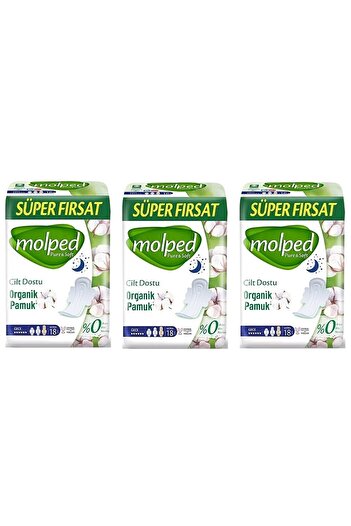 Molped Pure Soft Night 18 Pack Hygienic Pads (18x3) 54 Pieces