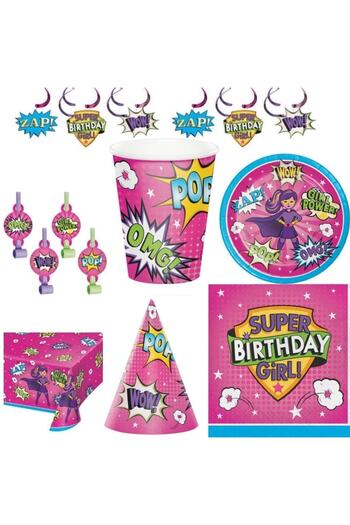 parti sürprizi Superhero Birthday Girl Party Set for 8 People