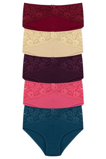 HNX 5-Piece Inverted V Lace Bato Women's Panties