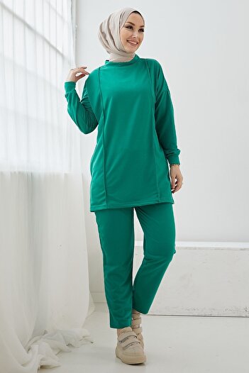 InStyle Alsela Two-piece Suit with Piping Detail - Emerald Green