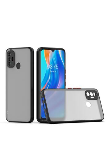 Fibaks Tecno Spark 7 - 7t Case Matte Anti-Fingerprint Camera Protection Hard Silicone Cover with Colorful Keys
