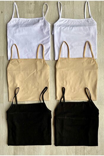 VicTroy 6 Pieces Two Skin, Two White and Two Black Cotton Stylish Cut Model Rope Strap Undershirt