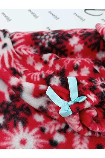 mottomia Kışlık Yılbaşı/sevgililer Günü Özel Kırmızı Renk Kar Tanesi Desenli Unisex Pijama Altı