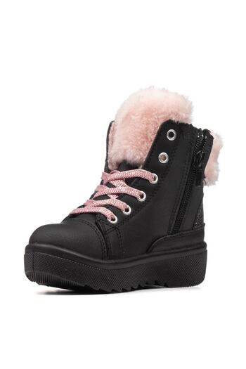 Nstil Daily Winter Children's Snow Boots Furry Lace Up Zippered Anti-Slip Sole Shoes 3555