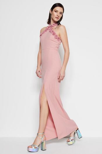 Trendyol Collection Dlouhé večerní šaty ze sušené růže TPRSS23AE00098
