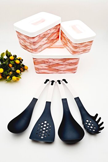 Mrsstore Mrs Store Storage Container Multi-Purpose Box and Serving Ladle Spoon Luxury Stylish 7-Piece Dowry Set