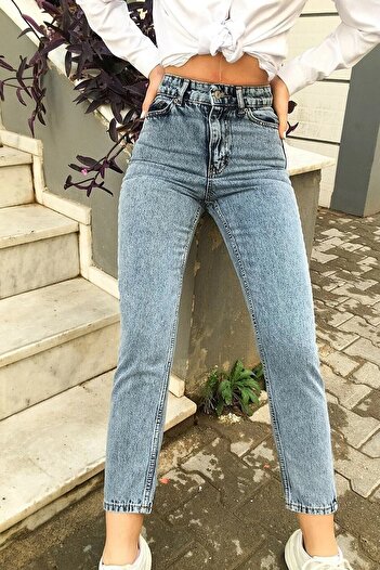 Trn JNS Snow Blue Boyfriend Γυναικείο Ψηλόμεσο Mom Jeans