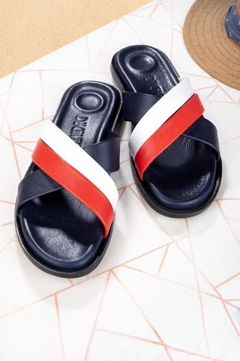 Ducavelli Bande Genuine Leather Men's Slippers, Genuine Leather Slippers, Orthopedic Sole Slippers, Leather Slippers