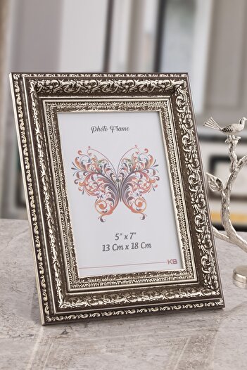Seniste Paris Glass Picture Frame Single Silver Antiqued with Adjustable Legs - Can Be Hanged on the Wall 13x18 Cm