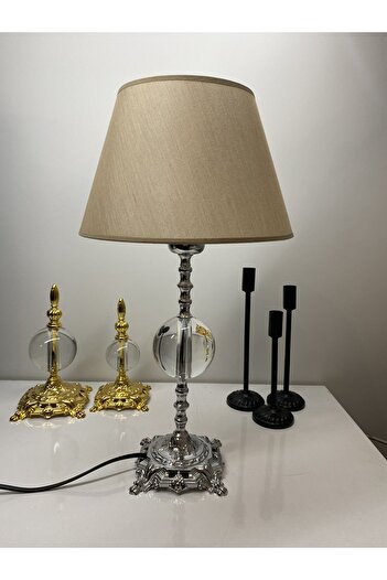 asellus Safderun Series Crystal Glass Lampshade, Chrome (silver) Table Lamp, Lux Lampshade, Home Gift Aba