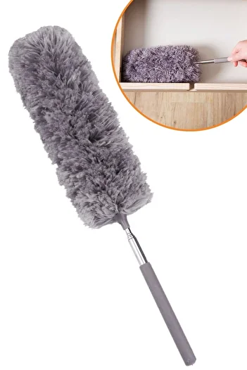 Buffer 140 Cm Telescopic Extendable Microfiber Soft Head Gray Dusting Brush