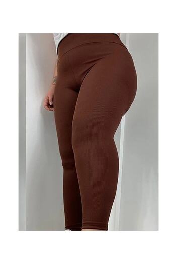 manolyabutik Women's Large Size Ribbed Tights Flexible and Comfortable Ribbed Camisole Fabric Tights