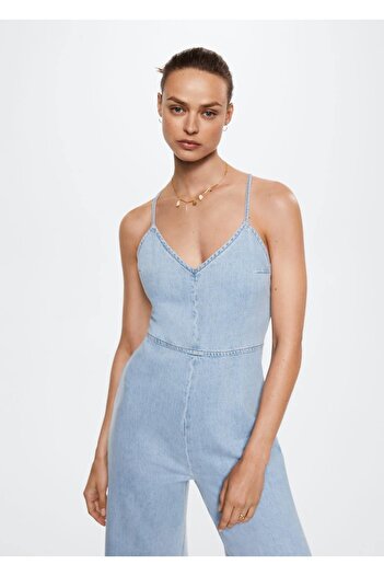 MANGO Woman Salopetă din denim din bumbac