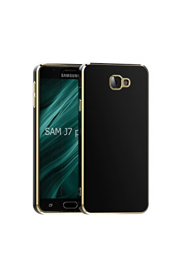 Fibaks Samsung Galaxy J7 Prime Case Shiny Edge Gold Embroidered Camera Protection Cover