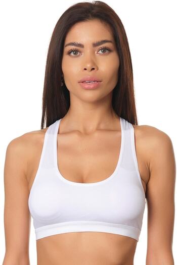 Doce Cravo Women's White Combed Cotton Padded Thick Strap Sports Bustier21601817