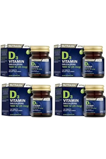 Nutraxin Vitamin D3 1000iu - 120 Tablets * 4 Supplements