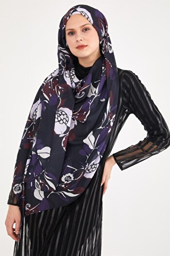 Differenza Hydrangea Shawl Black Purple