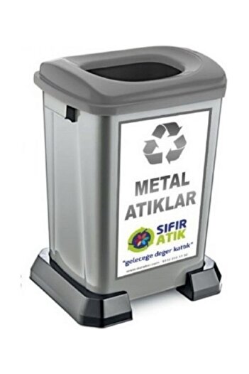 Şen Yayla Zero Waste Recycle Bin 50 Lt Grey-Metal Waste