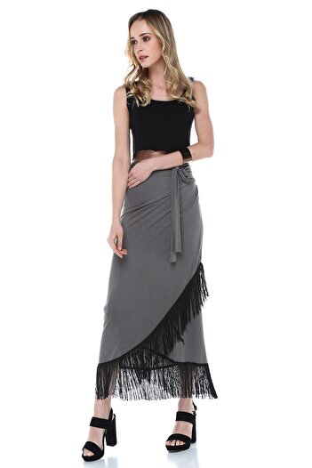 Quincey Women's Smoked Tasseled Wrap Skirt EKT2514