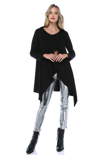 Quincey Women's Black Asymmetrical Cardigan HK2408