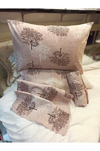 ŞENER HOME Tree of Life Patterned Cotton Single Sheet Set - Elastic, 100x200 cm, Corner Depth