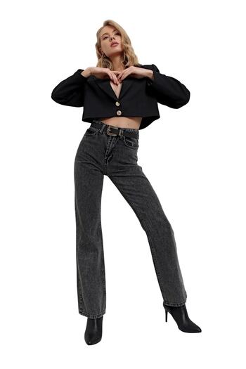 Trn JNS Patricia Smoked Power Lycra Super High Waist Loose Jeans Palazzo Pants Wide Leg