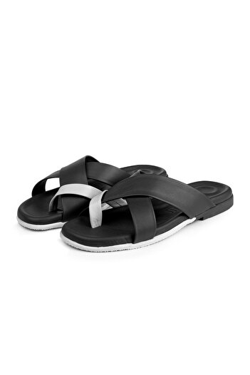 Ducavelli Estate Genuine Leather Men's Slippers, Genuine Leather Slippers, Orthopedic Sole Slippers, Rubber Sole Slippers