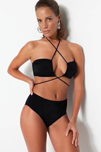 Trendyol Collection Μαύρο ψηλόμεσο Hipster μπικίνι κάτω TBESS21BA0387