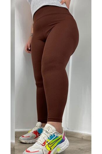 manolyabutik Women's Large Size Ribbed Tights Flexible and Comfortable Ribbed Camisole Fabric Tights