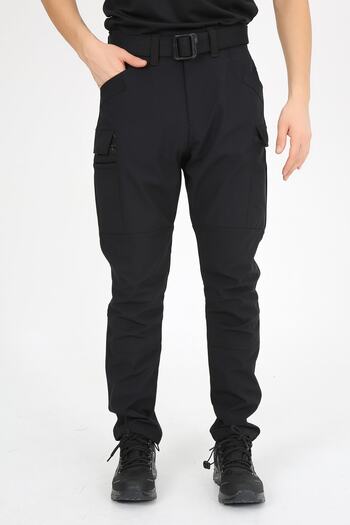 monel Παντελόνι Outdoor Black Ultra Lycra Relax Μαύρο παντελόνι τακτικής Ripstop με αντι-υδατική προστασία