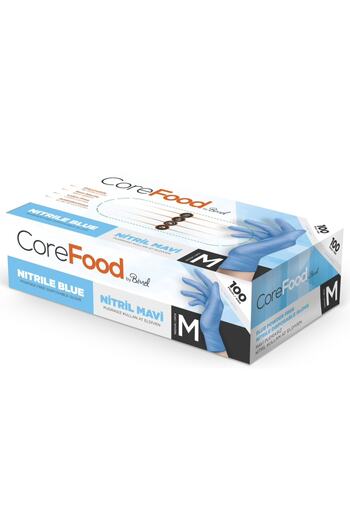Bimel Corefood Blue Nitrile Examination Gloves (m) 100 Pieces