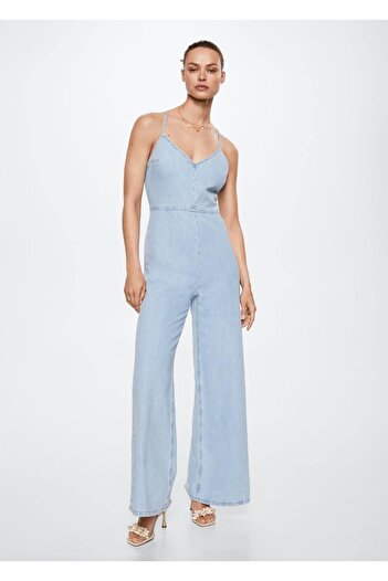 MANGO Woman Salopetă din denim din bumbac