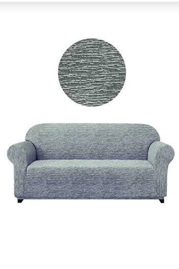 Gerbera Home Collection Jakarlı Ağaç Kabuğu Koltuk Örtüsü Takımı 3 3 1 1 Gri Renk