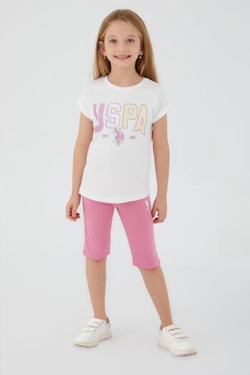 U.S. Polo Assn. Shapeless Writing Cream Girl's Bermuda Set