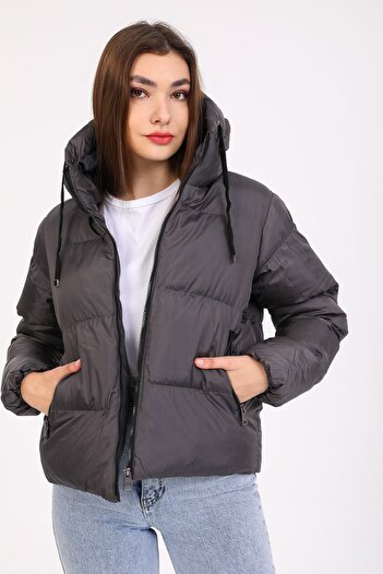DYNAMO Women's Smoked Hooded Puffer Jacket