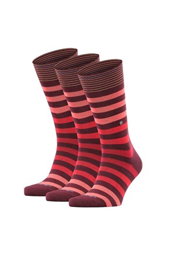Burlington Herren Socken 3er Pack - Blackpool, Baumwolle, Streifen, Logo, One Size