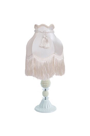 Dekovien Ecru Velvet Covered Vintage Rope Decorated Lampshade - EU012245