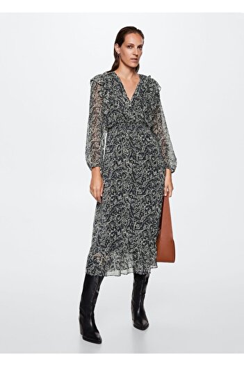 MANGO Woman Paisley Patterned Chiffon Dress