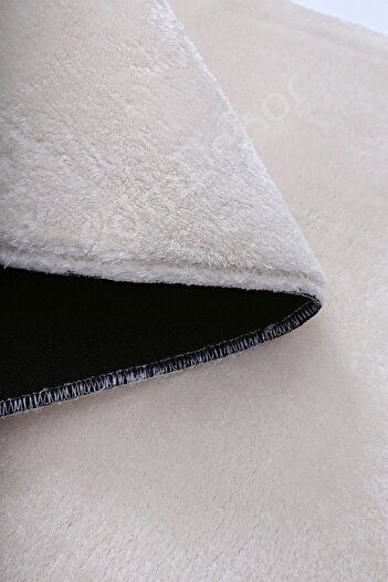 Dijidekor Lüx Post Peluş Düz Krem Oval Saçaksız Bohem Koridor Oturma Odası Ve Salon Halısı