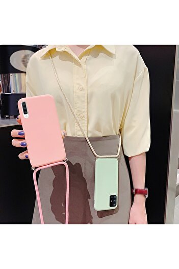Coverzone Galaxy S23 Ultra Ile Uyumlu Ipli Boyun Askılı Silikon Kılıf Kadife Iç Yüzeyli Epiphany Kılıf Kırmızı