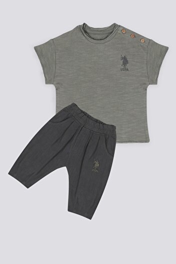 U.S. Polo Assn. The Elegance Of Khaki Khaki Baby Boy's Shirt Pants Set