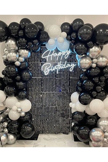 Kalisan Pastel Black-Chrome Silver Balloon Chain Set