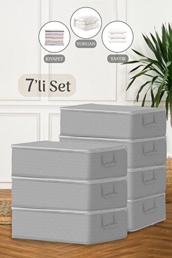 Meleni Home 7-Piece Sofa Bed Base Type Storage Bag - Base Base Large Size Storage Bag 64 X 45 X 22 Cm Gray