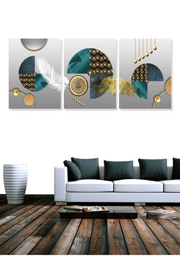 HYL Decorative Single Picture 3 Meeting of Different Shades of Blue with Gold from Our Painting Sets