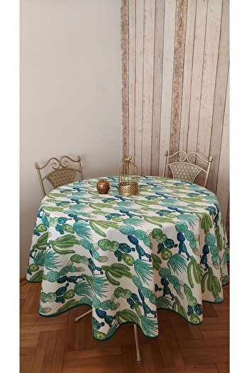 gonk Round, Cactus Patterned, Duck (LIQUID PUSHER, SPOT-PROOF) Fabric, Table Cloth