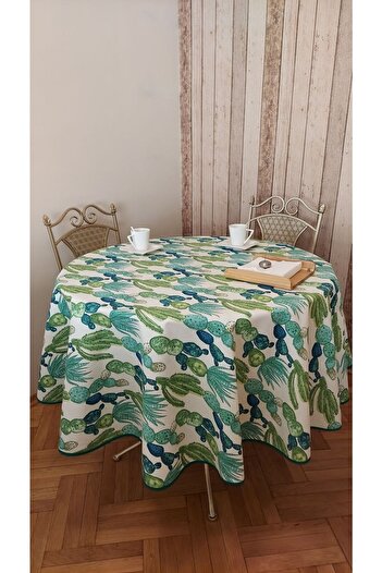 gonk Round, Cactus Patterned, Duck (LIQUID PUSHER, SPOT-PROOF) Fabric, Table Cloth